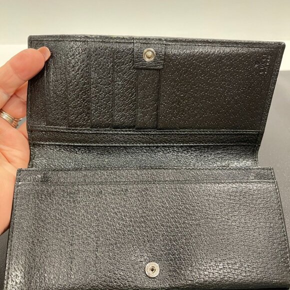 Gucci. Women's Black Guccisima Canvas/Leather Long Wallet. (JB1023) - Picture 8 of 12